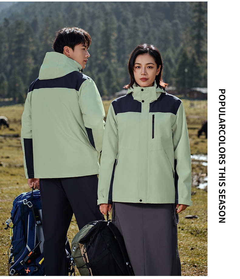 New High-Cost-Performance Solid Color Block Three-in-One Genuine Jacket With Optional Silver Fox Down Inner Liner And_voghion.com