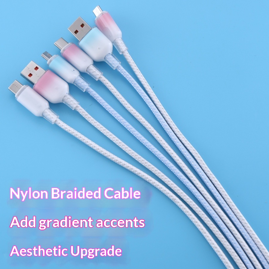 Cavo dati di ricarica super veloce Digitex 6a con gradiente di cristallo di ghiaccio trasparente adatto per Huawei Android Type-C per telefoni cellulari_voghion.com