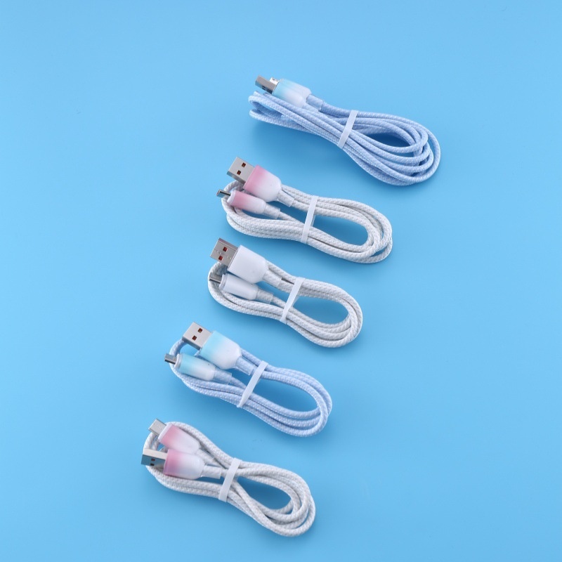 Cavo dati di ricarica super veloce Digitex 6a con gradiente di cristallo di ghiaccio trasparente adatto per Huawei Android Type-C per telefoni cellulari_voghion.com