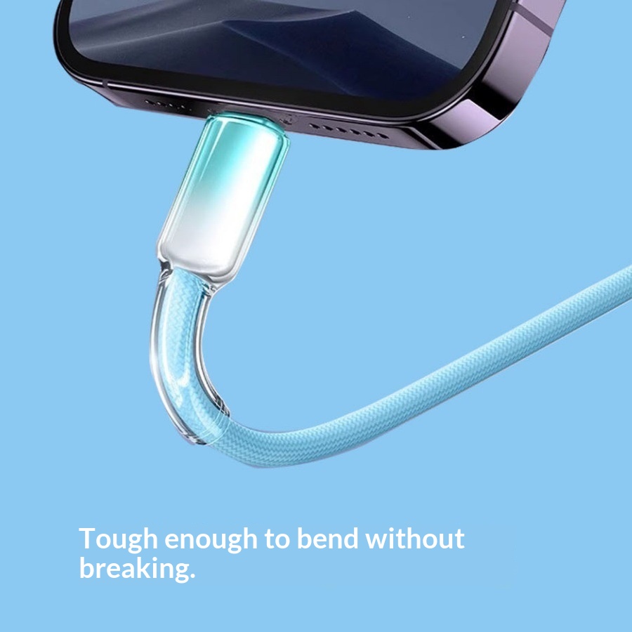 Cavo dati di ricarica super veloce Digitex 6a con gradiente di cristallo di ghiaccio trasparente adatto per Huawei Android Type-C per telefoni cellulari_voghion.com