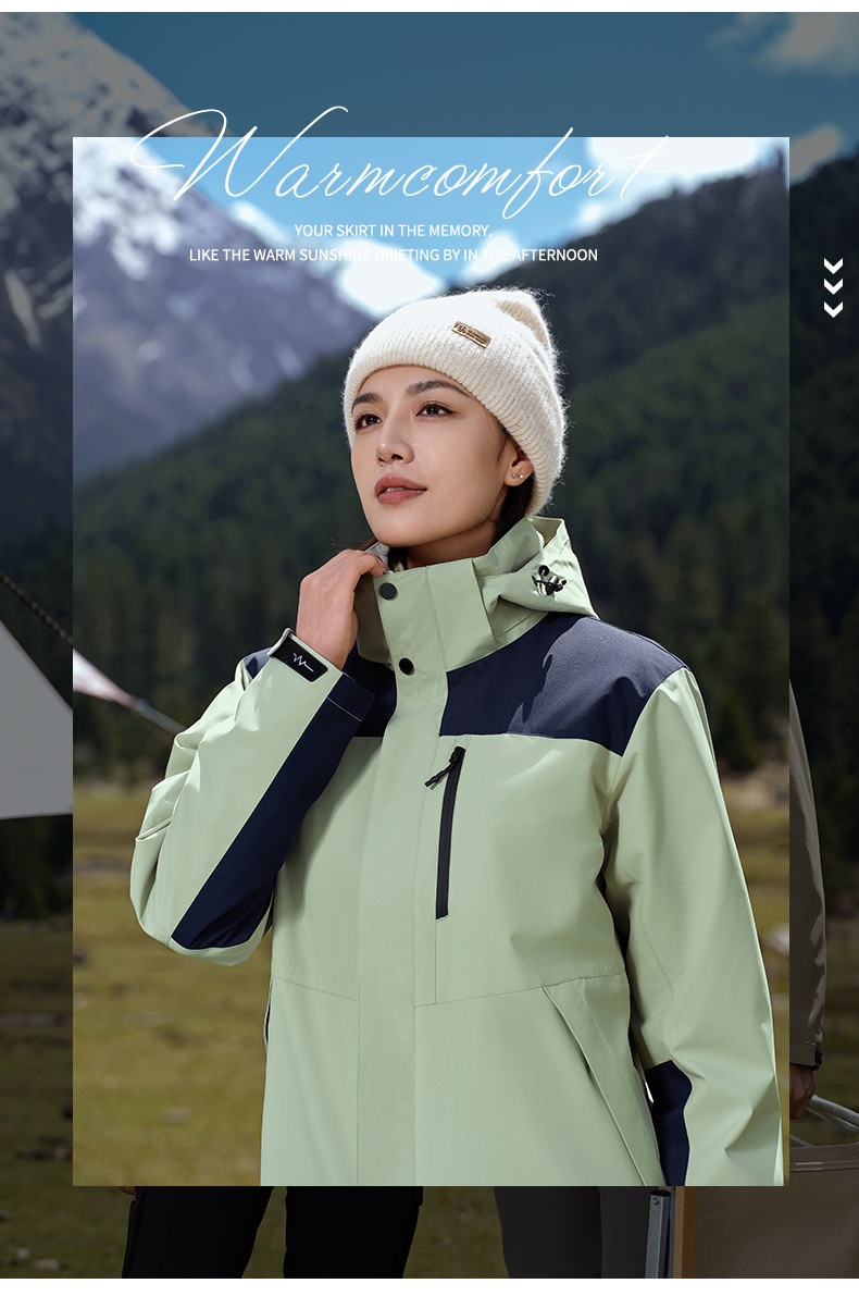 New High-Cost-Performance Solid Color Block Three-in-One Genuine Jacket With Optional Silver Fox Down Inner Liner And_voghion.com