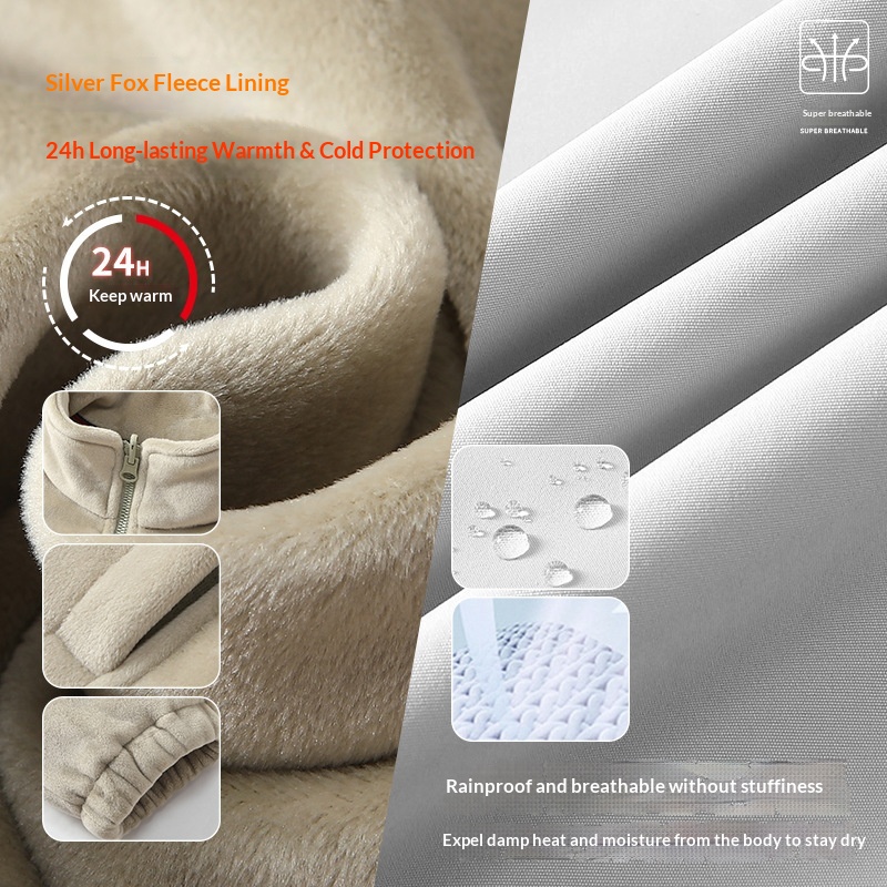 New High-Cost-Performance Solid Color Block Three-in-One Genuine Jacket With Optional Silver Fox Down Inner Liner And_voghion.com