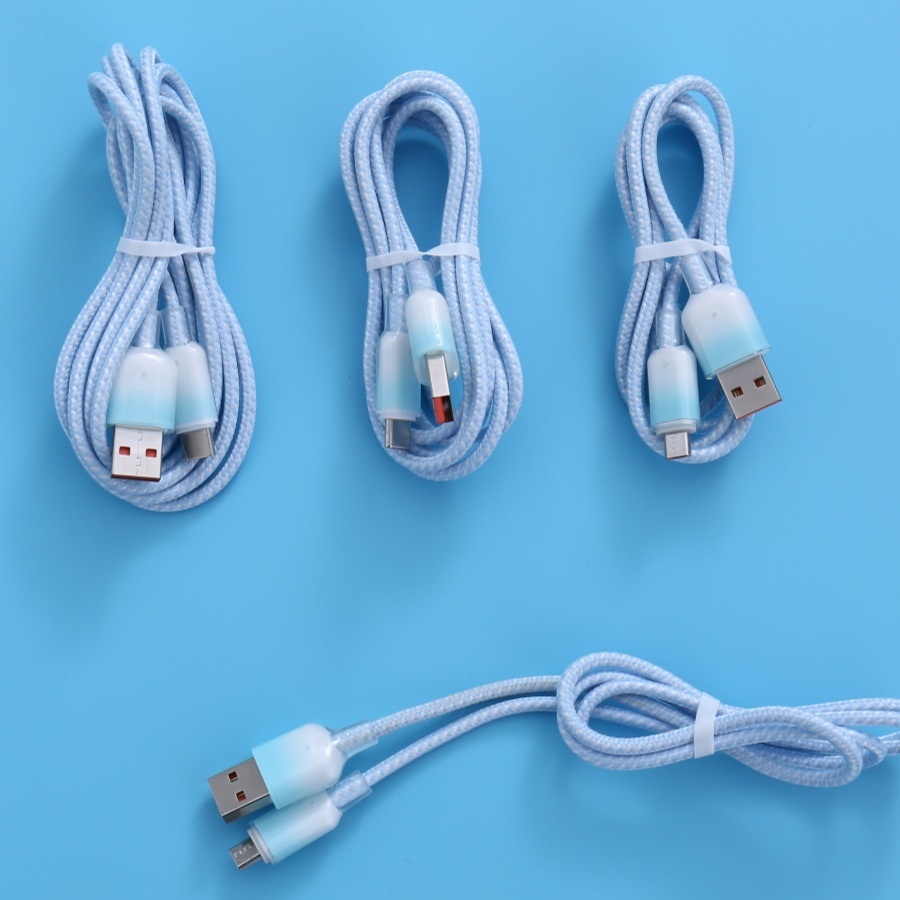 Cavo dati di ricarica super veloce Digitex 6a con gradiente di cristallo di ghiaccio trasparente adatto per Huawei Android Type-C per telefoni cellulari_voghion.com