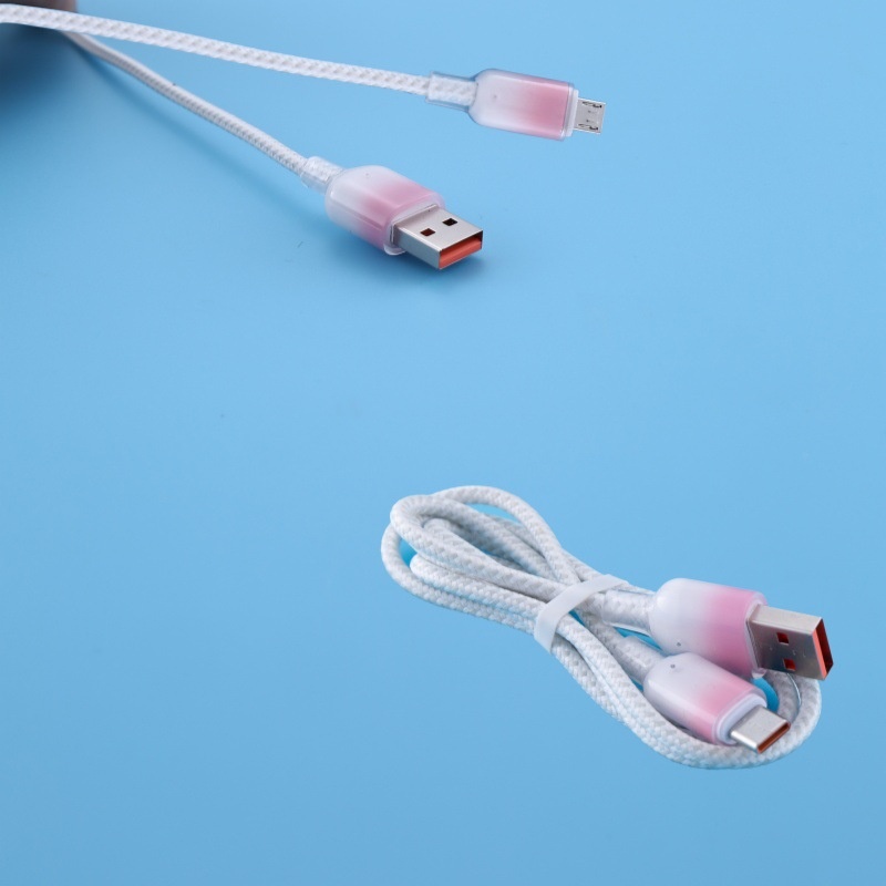 Cavo dati di ricarica super veloce Digitex 6a con gradiente di cristallo di ghiaccio trasparente adatto per Huawei Android Type-C per telefoni cellulari_voghion.com