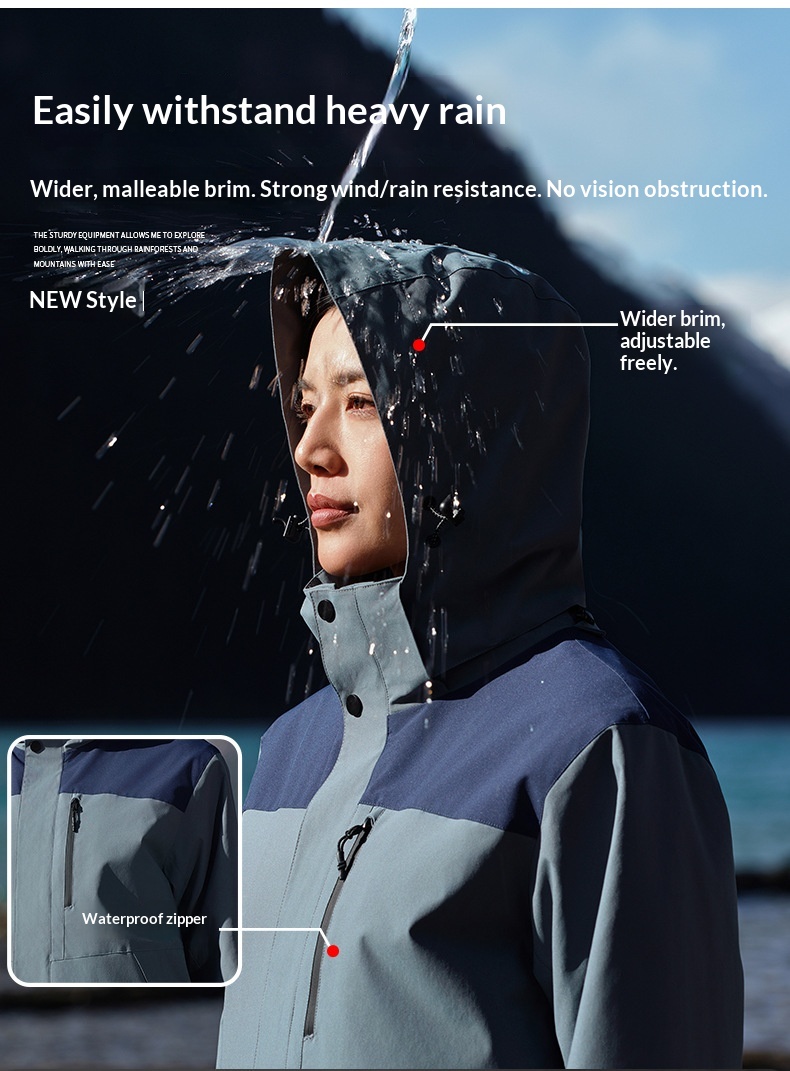 New High-Cost-Performance Solid Color Block Three-in-One Genuine Jacket With Optional Silver Fox Down Inner Liner And_voghion.com