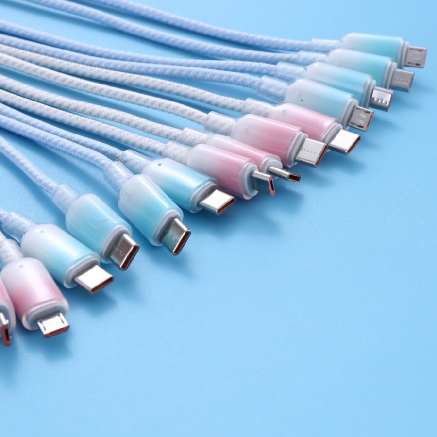 Cavo dati di ricarica super veloce Digitex 6a con gradiente di cristallo di ghiaccio trasparente adatto per Huawei Android Type-C per telefoni cellulari_voghion.com