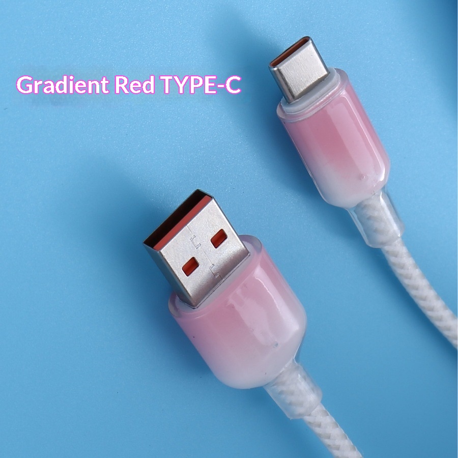 Cavo dati di ricarica super veloce Digitex 6a con gradiente di cristallo di ghiaccio trasparente adatto per Huawei Android Type-C per telefoni cellulari_voghion.com