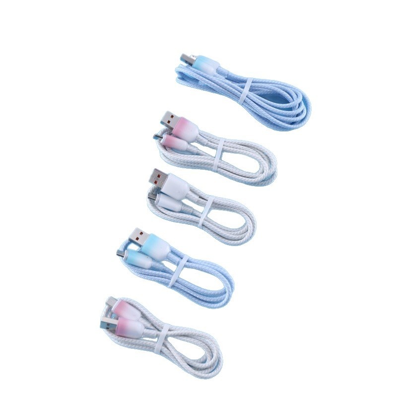 Cavo dati di ricarica super veloce Digitex 6a con gradiente di cristallo di ghiaccio trasparente adatto per Huawei Android Type-C per telefoni cellulari_voghion.com