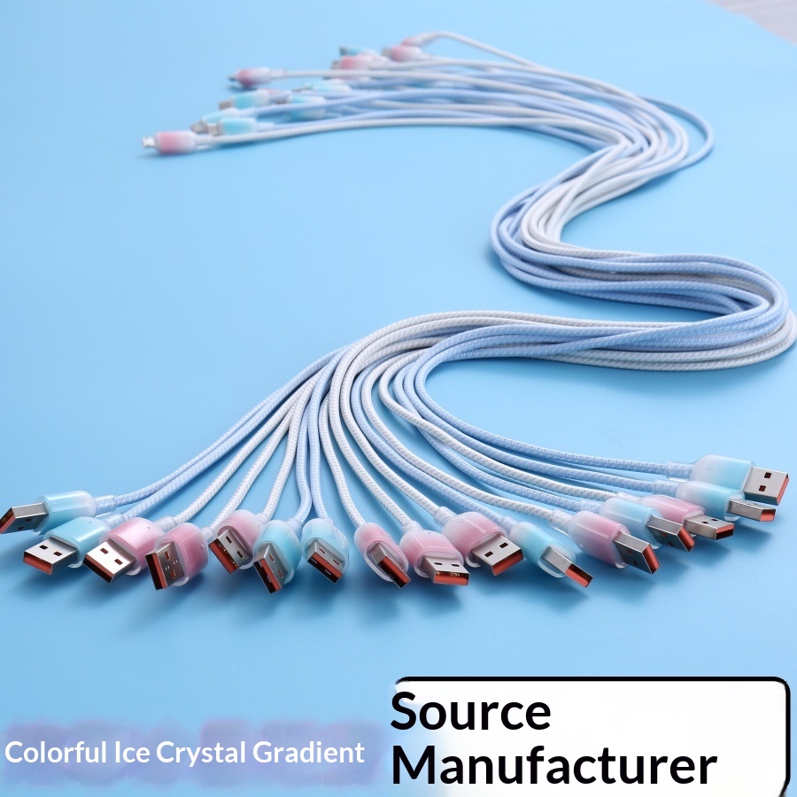 Cavo dati di ricarica super veloce Digitex 6a con gradiente di cristallo di ghiaccio trasparente adatto per Huawei Android Type-C per telefoni cellulari_voghion.com