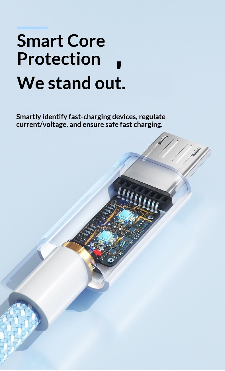 Digitex Old Style Trapezoidal Android Braided Data Cable Micro USB Dual Engine Fast Charging Compatible With Huawei OPPO Honor_voghion.com