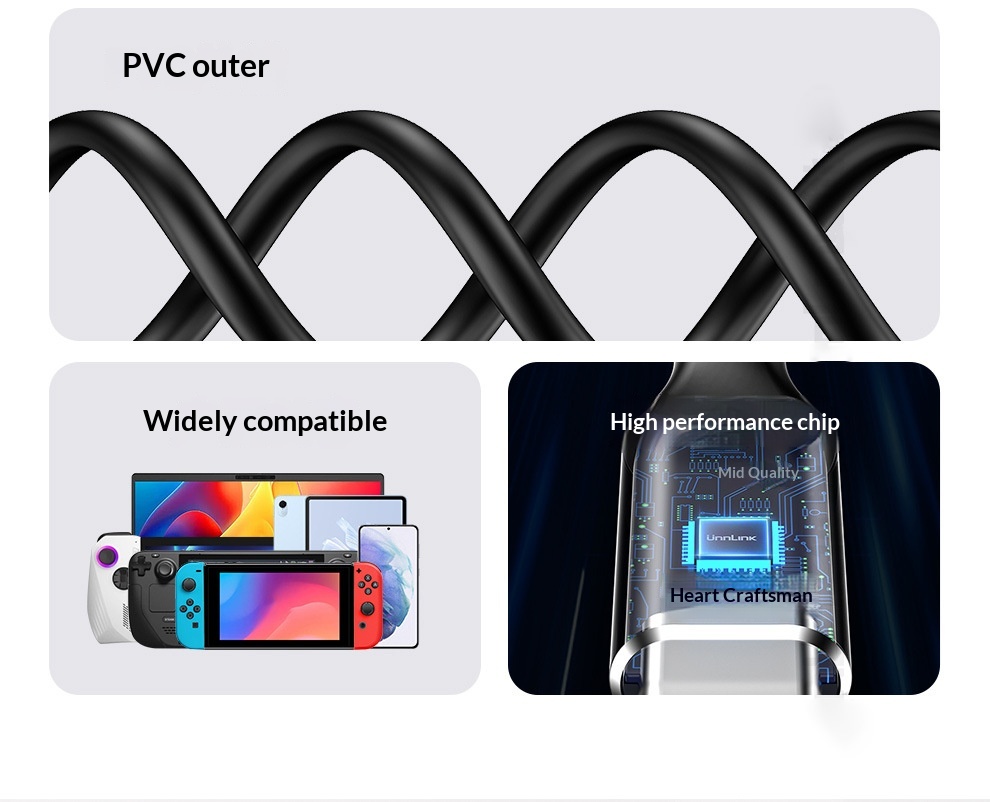 Digitex Dual-Head Type-C Full-Function Data USB 3.2 Gen 2*2 Externe Harde Schijf Kabel PD 240W One-Line Screen Casting_voghion.com