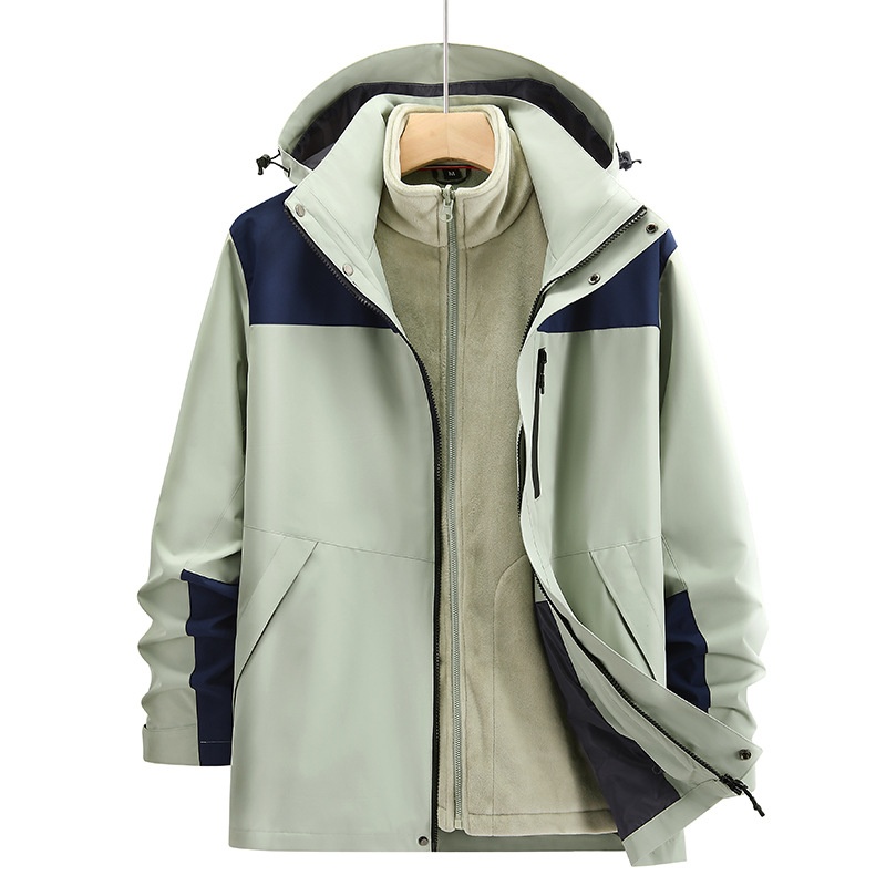 New High-Cost-Performance Solid Color Block Three-in-One Genuine Jacket With Optional Silver Fox Down Inner Liner And_voghion.com