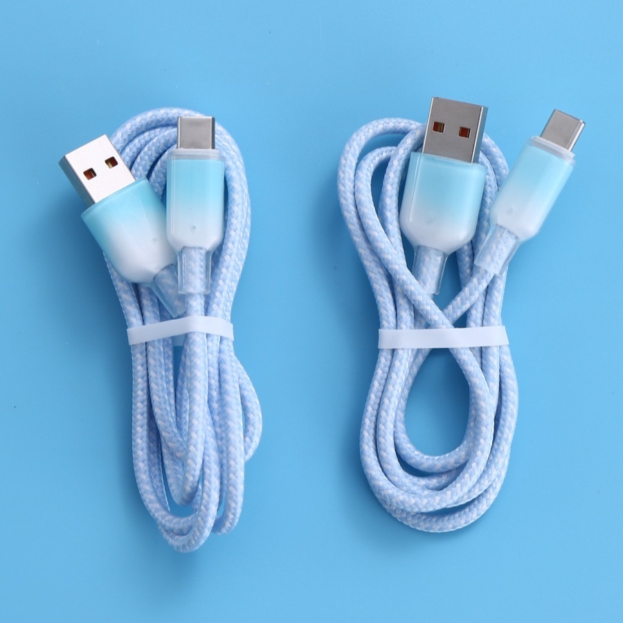 Cavo dati di ricarica super veloce Digitex 6a con gradiente di cristallo di ghiaccio trasparente adatto per Huawei Android Type-C per telefoni cellulari_voghion.com