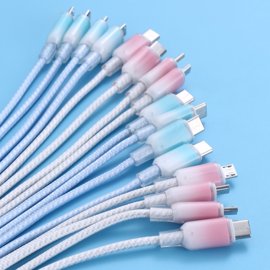 Cavo dati di ricarica super veloce Digitex 6a con gradiente di cristallo di ghiaccio trasparente adatto per Huawei Android Type-C per telefoni cellulari_voghion.com