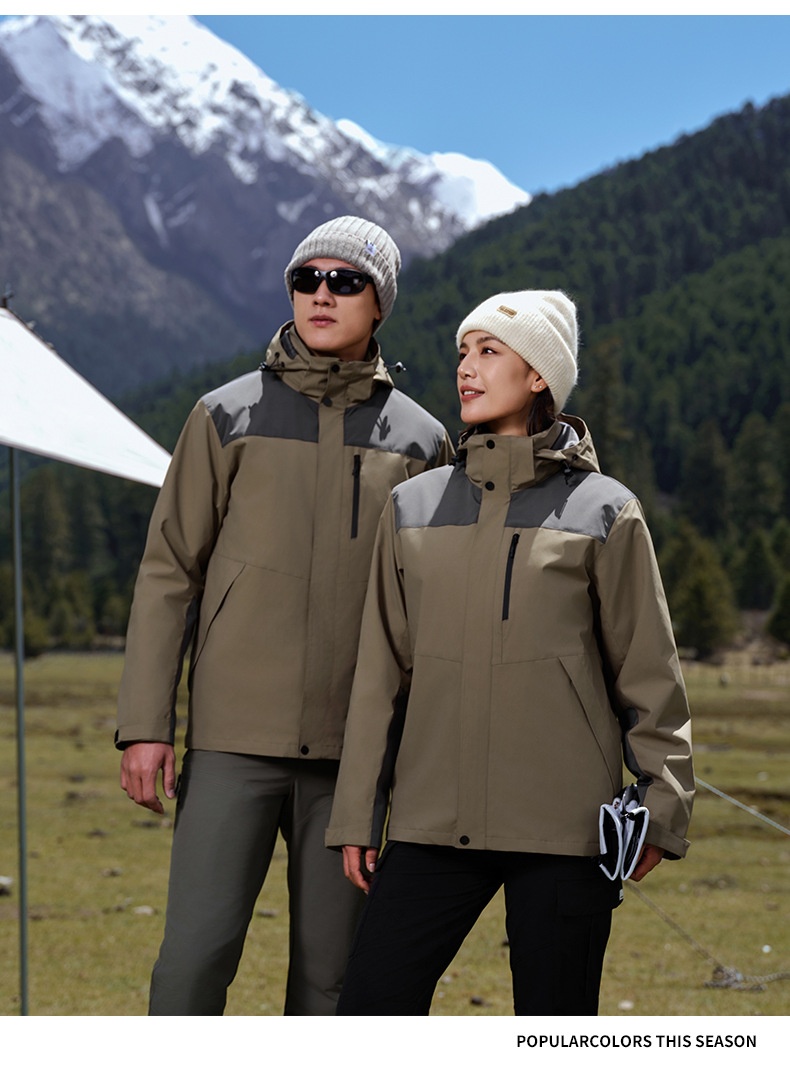 New High-Cost-Performance Solid Color Block Three-in-One Genuine Jacket With Optional Silver Fox Down Inner Liner And_voghion.com