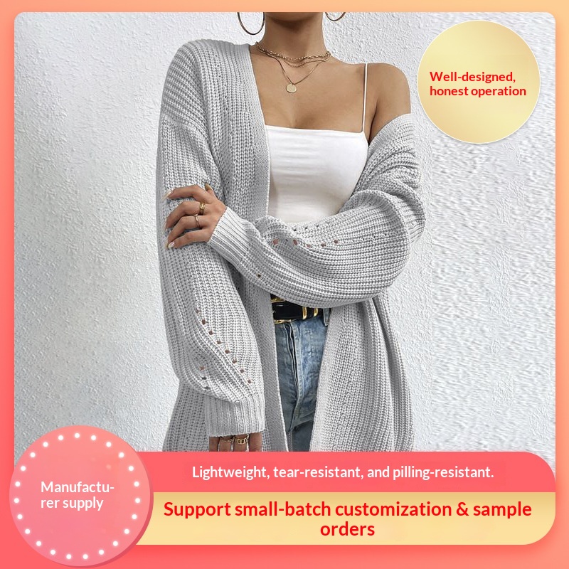 2024 Spring And Autumn New Cardigan Women, Mid-Length Thin Jacket, Fashionable Casual Knitted Base Shirt For Outerwear_voghion.com