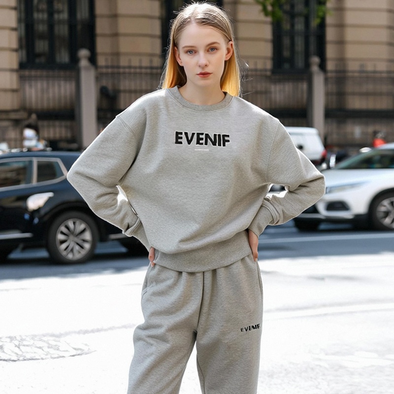 European American Style Sports Casual Sweatshirt With Fleece, Loose Top Jogger Pants, Autumn And Winter Lazy Fashion_voghion.com