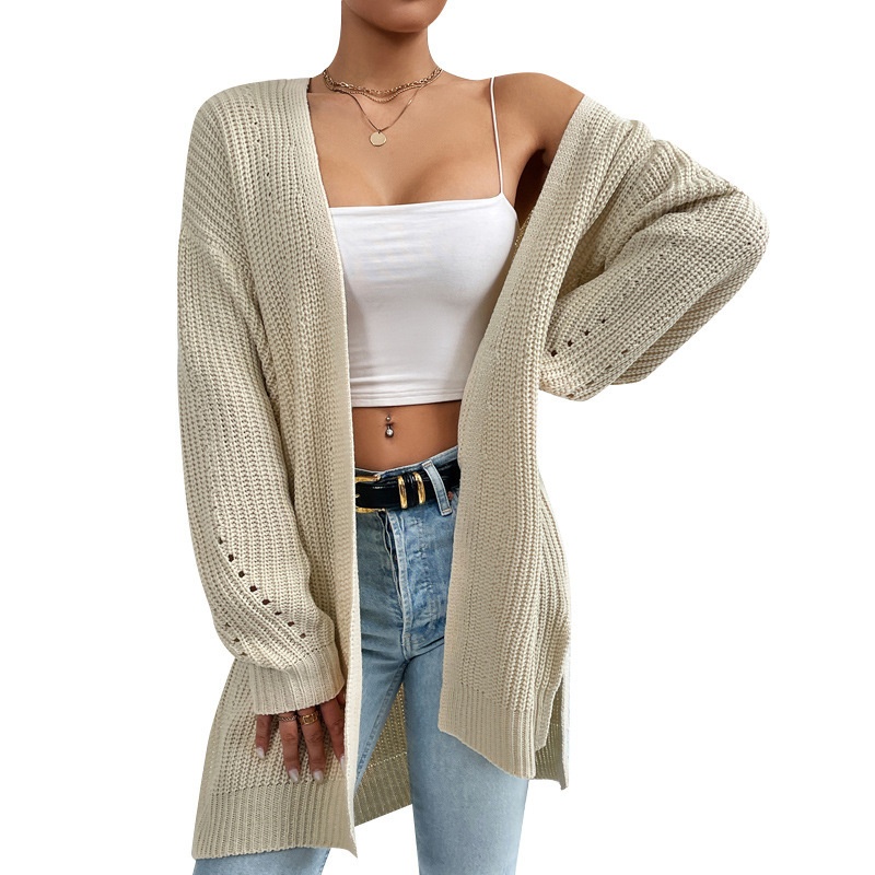 2024 Spring And Autumn New Cardigan Women, Mid-Length Thin Jacket, Fashionable Casual Knitted Base Shirt For Outerwear_desvips.com