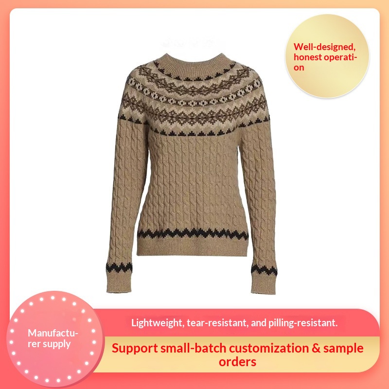 Nieuwe grensoverschrijdende modetrend: retro trui voor dames, eenvoudige, nauwsluitende gebreide top met lange mouwen en ronde hals._voghion.com