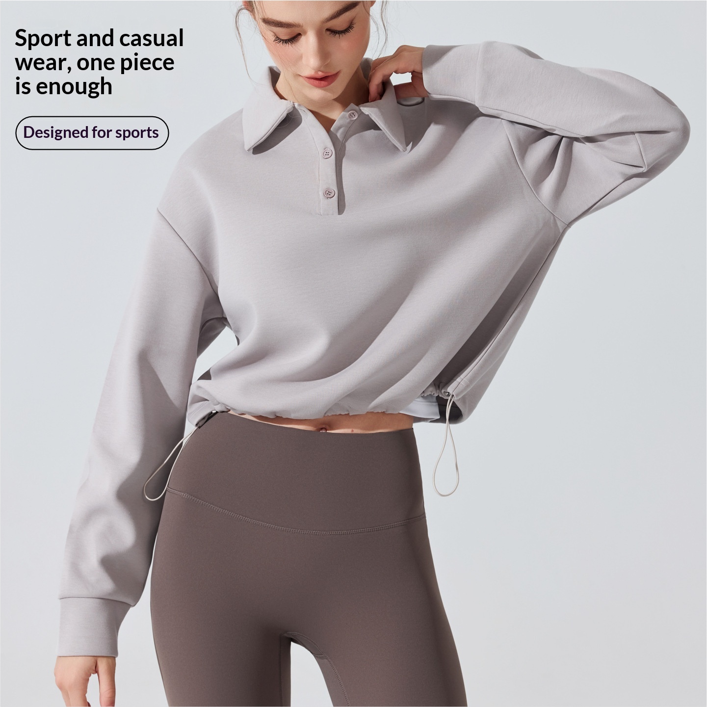 Surge European And American Cross-Border Polo Sweatshirt Autumn Winter Running Sports Fitness Pullover Casual Versatile Yoga_voghion.com