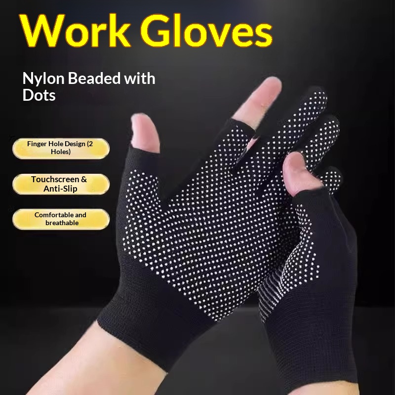 with Two Fingers Exposed Cycling Men's Four Seasons Fishing Packing Wear-Resistant Non-Slip Half Finger Gloves Women_voghion.com