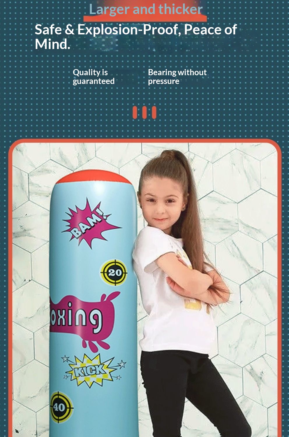 Children's Home Use Non-Tipping Post Inflatable Fitness Standing Punching Bag Kids Toy Boxing Training_desvips.com