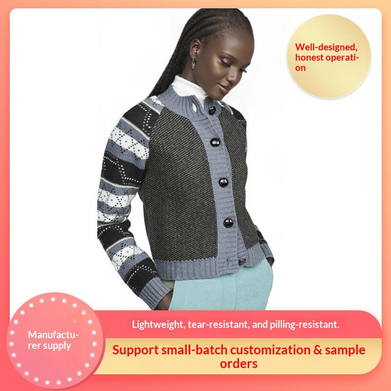 Cross-Breast Europese en Amerikaanse stijl korte cardigan, enkelvoudige gebreide trui/jas, modieuze casual top_voghion.com