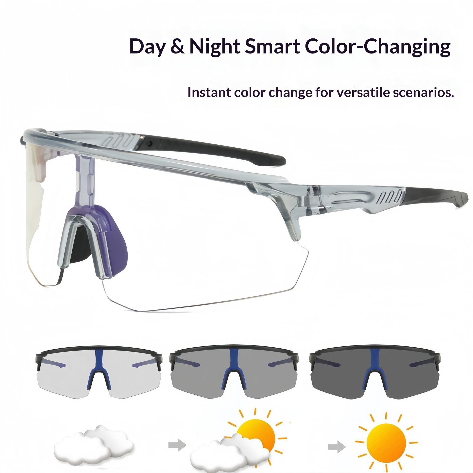 Surge Photochromic Cycling Glasses Women, Day And Night Dual-use Outdoor Sports Sunglasses, UV Protection For Men,_voghion.com