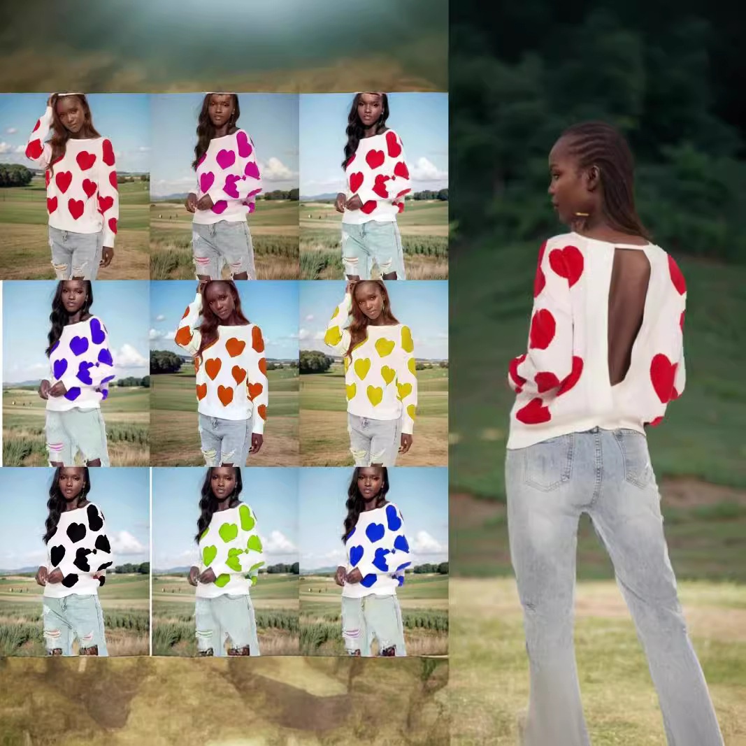 Sweater Women's New Cross-Border Autumn Winter Off-Shoulder Loose Lazy Style Short Long Sleeve Knitted Pullover_voghion.com