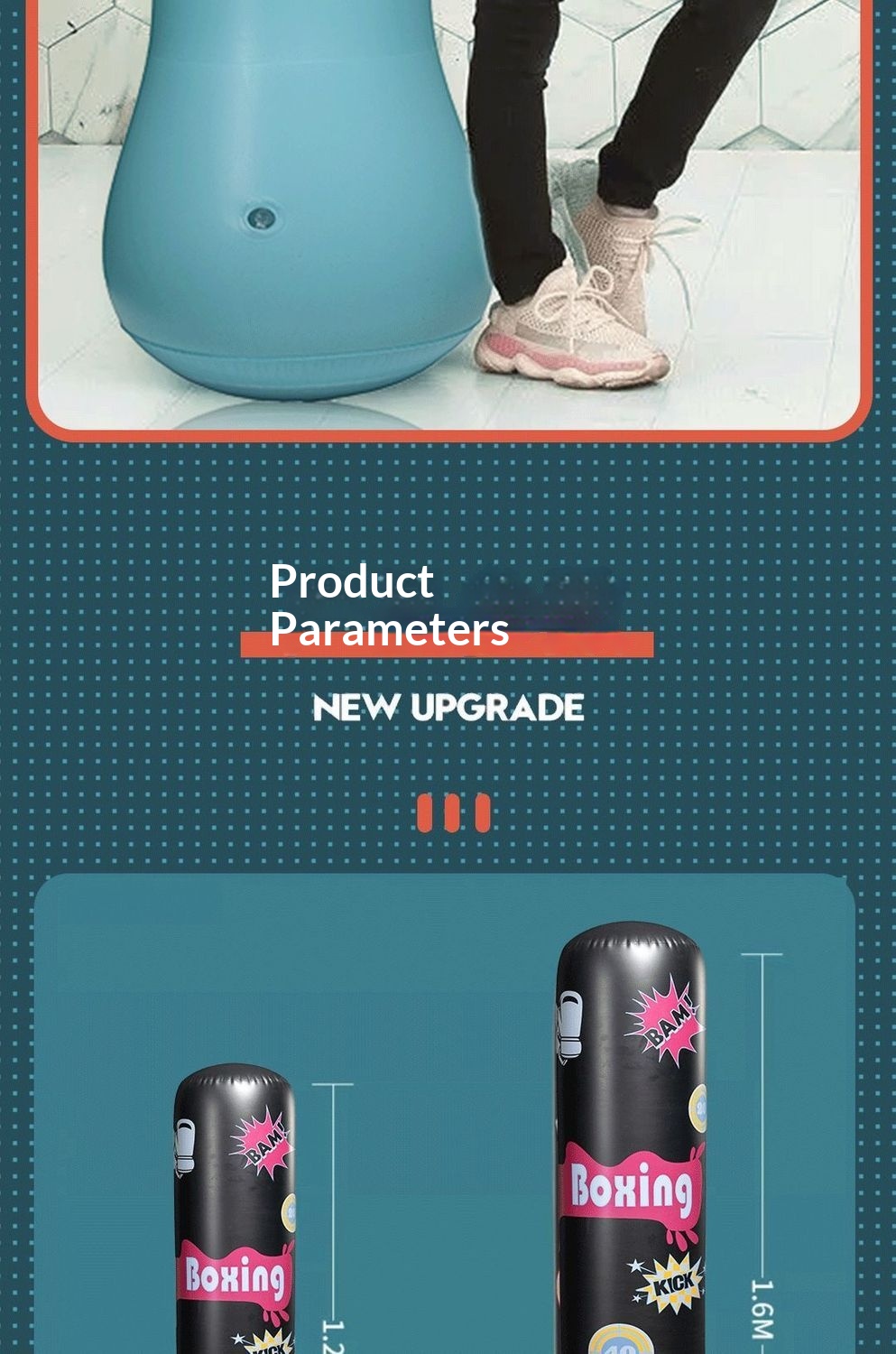 Children's Home Use Non-Tipping Post Inflatable Fitness Standing Punching Bag Kids Toy Boxing Training_desvips.com