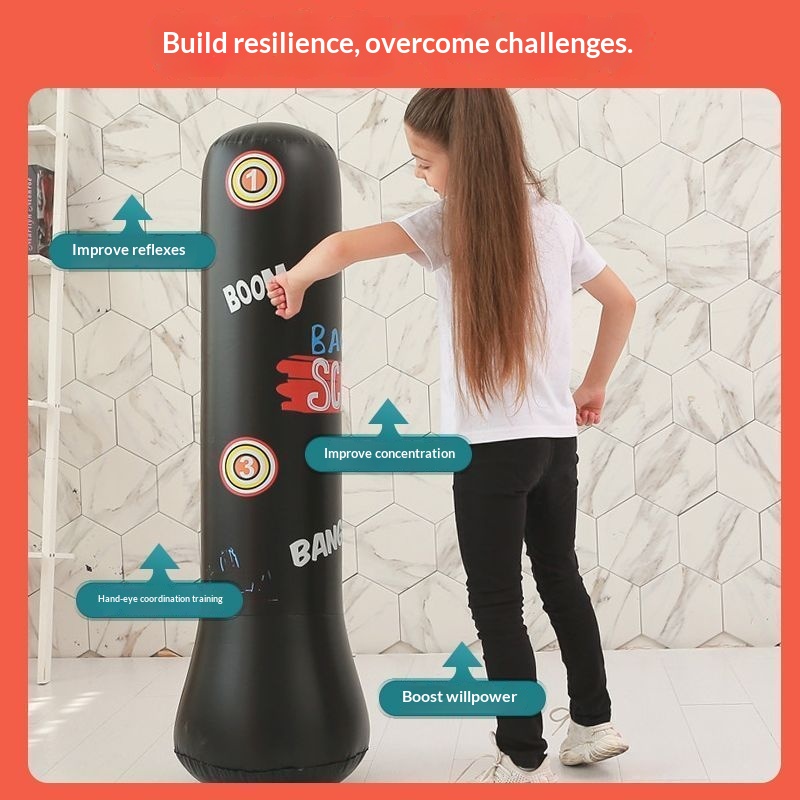 Children's Home Use Non-Tipping Post Inflatable Fitness Standing Punching Bag Kids Toy Boxing Training_desvips.com