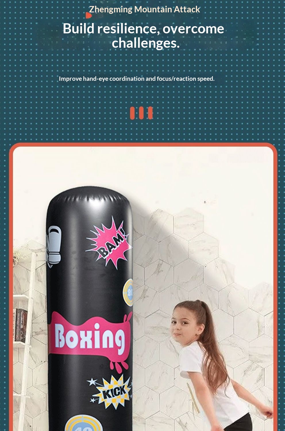 Children's Home Use Non-Tipping Post Inflatable Fitness Standing Punching Bag Kids Toy Boxing Training_desvips.com