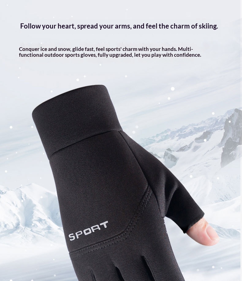 Surge Surge Surge Winter Warm Non-Slip Two-Finger Professional Fishing Cycling Delivery Rider Driving Gloves Men_desvips.com