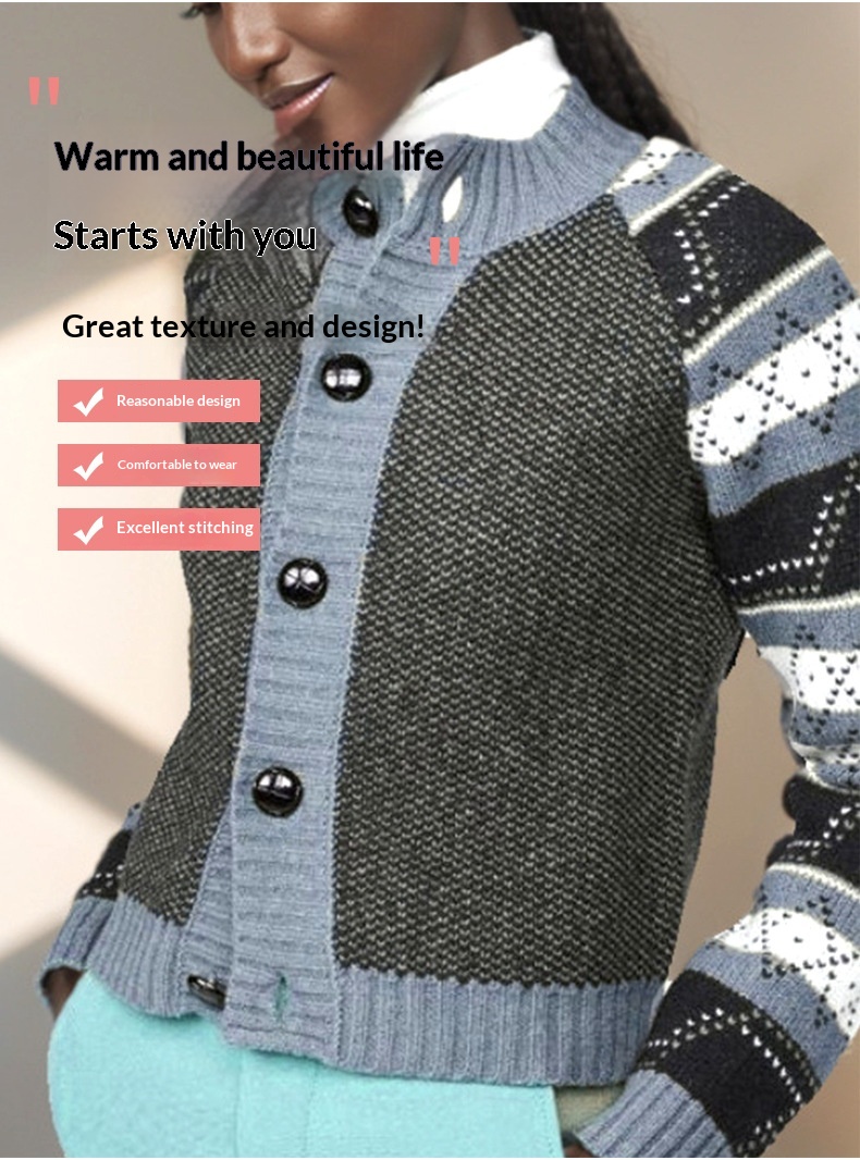 Cross-Border European And American Style Shorts Cardigan Single-Breasted Knitted Sweater Jacket Fashion Casual Top_desvips.com