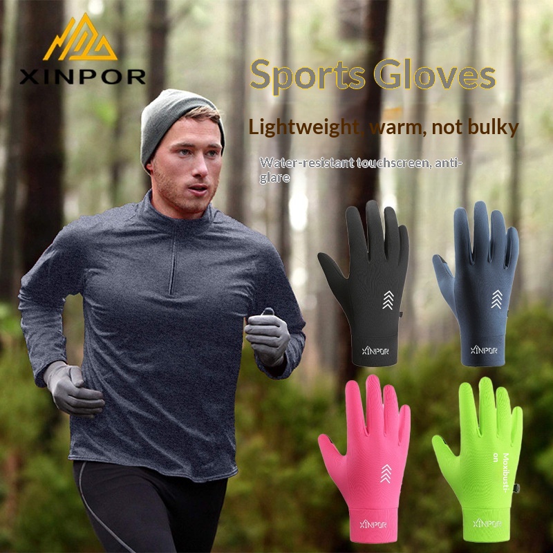 Luvas térmicas XINPOR para atividades ao ar livre, outono e inverno, impermeáveis, com tela sensível ao toque, refletoras e leves para corrida e maratona._voghion.com