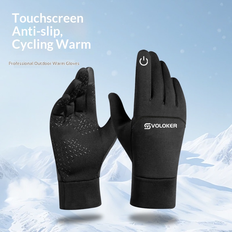 Autumn And Winter Fleece-Lined Warm Cycling Outdoor Sports Fitness Running Anti-Slip Windproof Cold-Proof Touchscreen_voghion.com