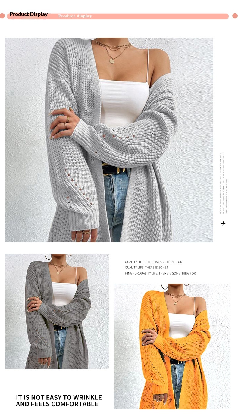 2024 Spring And Autumn New Cardigan Women, Mid-Length Thin Jacket, Fashionable Casual Knitted Base Shirt For Outerwear_desvips.com