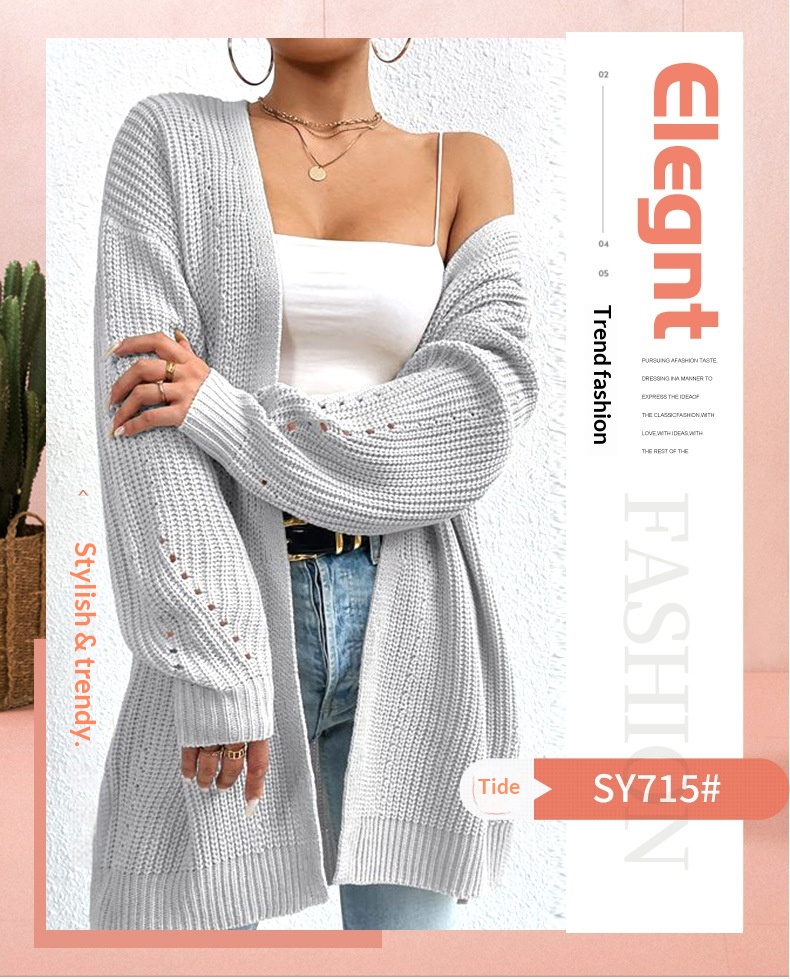 2024 Spring And Autumn New Cardigan Women, Mid-Length Thin Jacket, Fashionable Casual Knitted Base Shirt For Outerwear_desvips.com