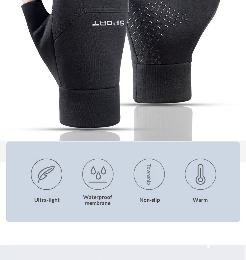 Surge Surge Surge Winter Warm Non-Slip Two-Finger Professional Fishing Cycling Delivery Rider Driving Gloves Men_desvips.com