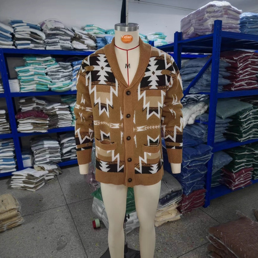 Cardigan lavorato a maglia con colletto rovesciato, stile europeo americano transfrontaliero, primavera e autunno, nuovo maglione da uomo 2025_voghion.com