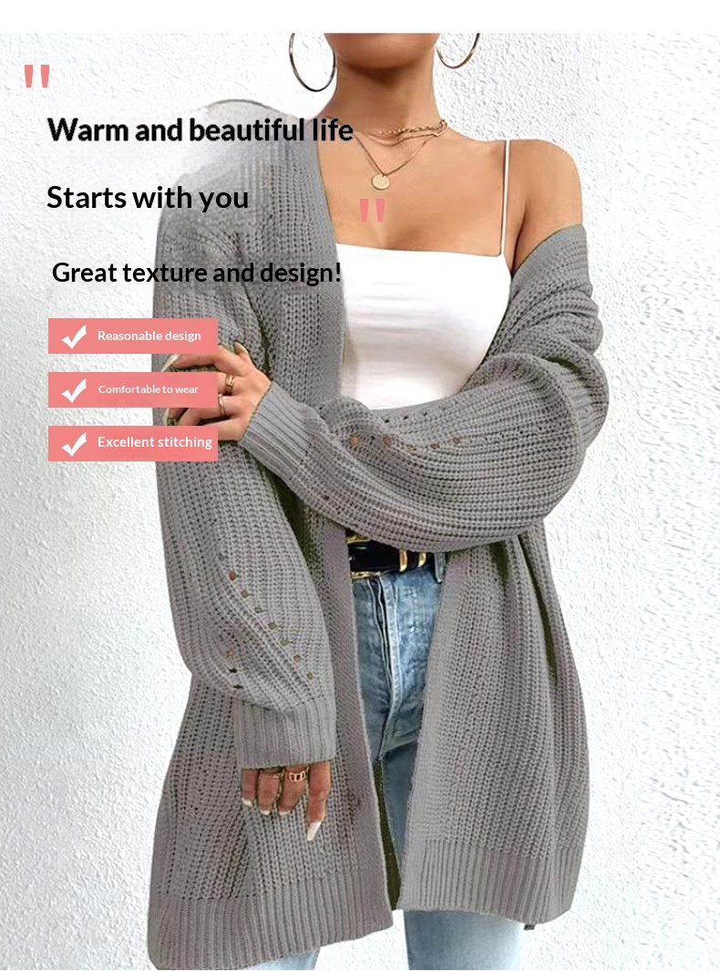 2024 Spring And Autumn New Cardigan Women, Mid-Length Thin Jacket, Fashionable Casual Knitted Base Shirt For Outerwear_desvips.com