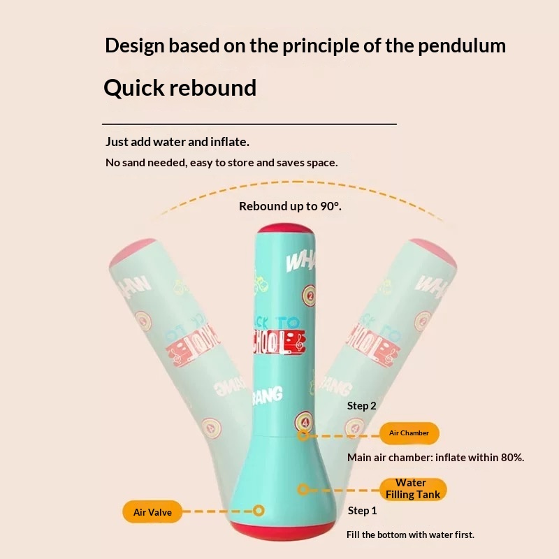 Children's Home Use Non-Tipping Post Inflatable Fitness Standing Punching Bag Kids Toy Boxing Training_desvips.com