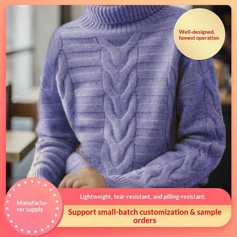 Cross-Border New Half-High Collar For Women Fashionable Elegant Autumn Winter Pullover Knitted Sweater Cable Knit_voghion.com