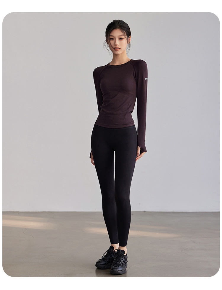 Surge Round Neck Tight Yoga Clothes Quick Dry Running Sports Tops Professional Pilates Training Elastic Long Sleeve_desvips.com