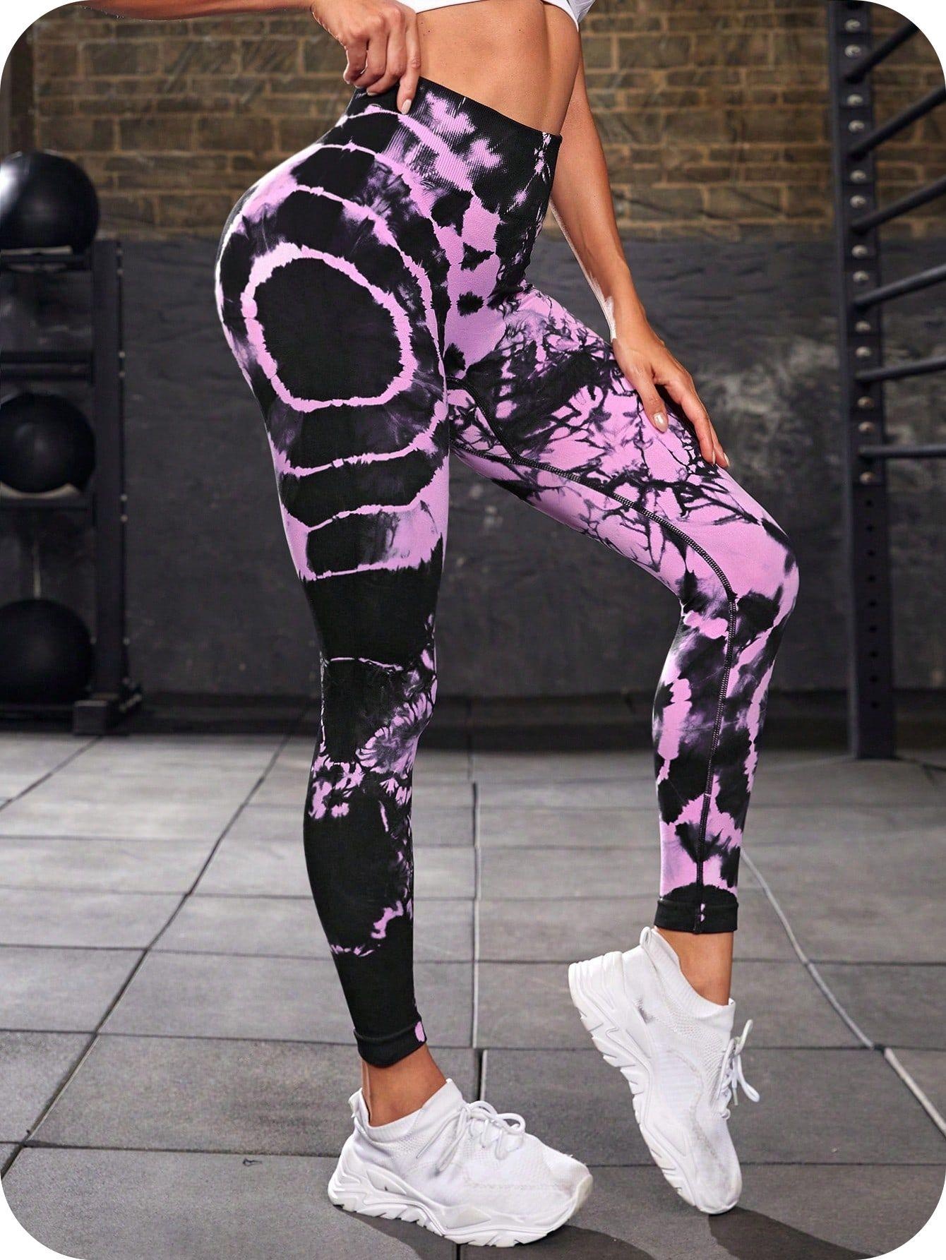Surge New Cross-Border Seamless Tie-Dye Yoga High Waist Peach Hip Fitness Pants Running Outdoor Sports Women's Leg-Lengthening_desvips.com