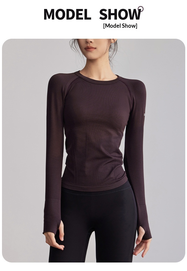 Surge Round Neck Tight Yoga Clothes Quick Dry Running Sports Tops Professional Pilates Training Elastic Long Sleeve_desvips.com