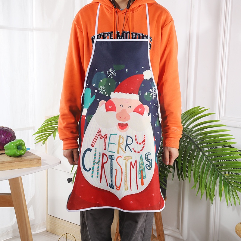 Lillian Christmas Color Printed Santa Claus Kitchen Cooking Kombinezon Wodoodporny Fartuch Olejoodporny Hurtownie_voghion.com