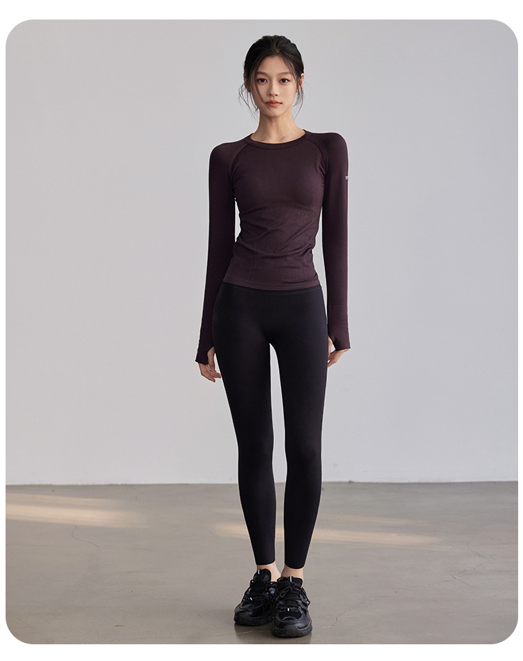 Surge Round Neck Tight Yoga Clothes Quick Dry Running Sports Tops Professional Pilates Training Elastic Long Sleeve_desvips.com
