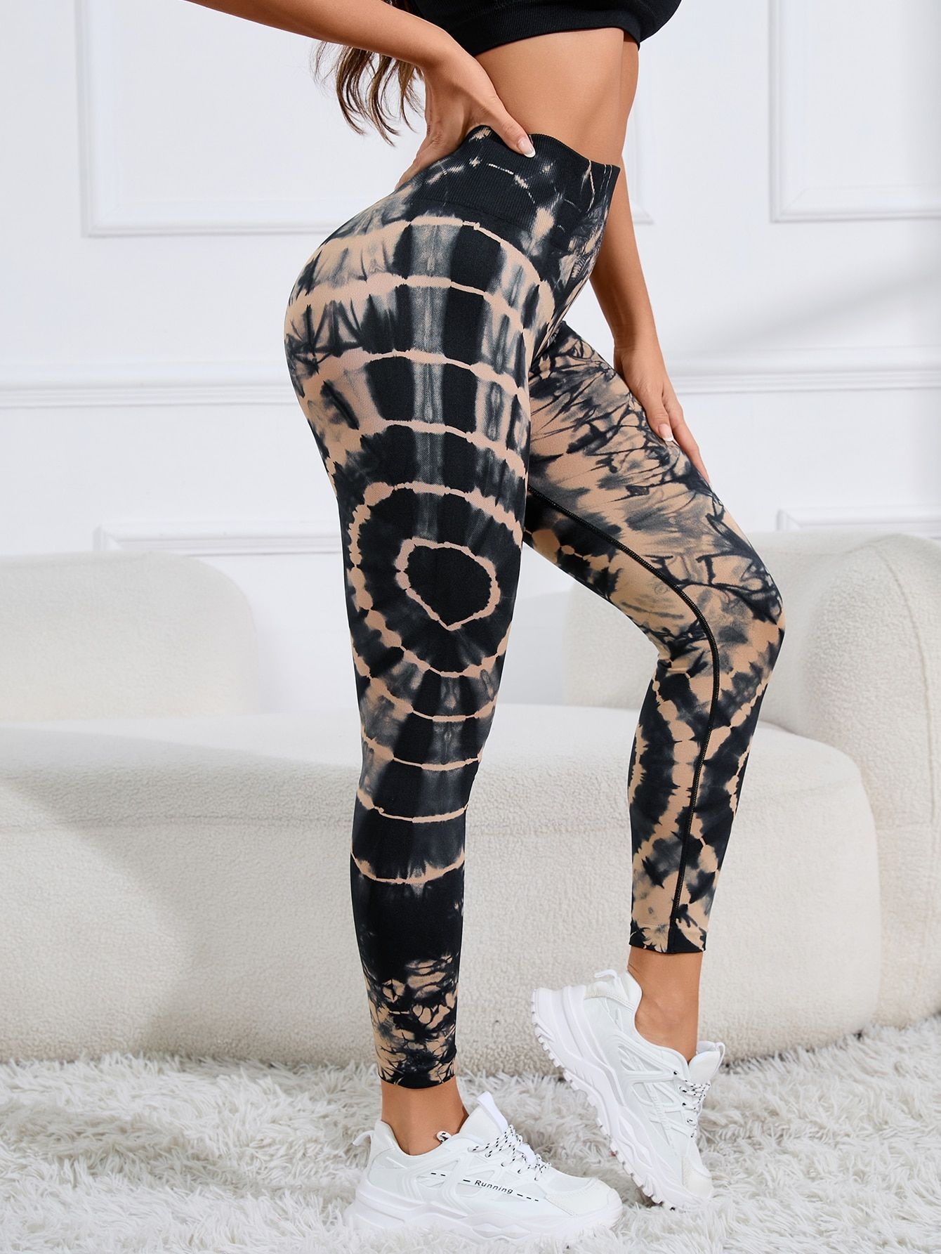 Surge Jenny Cross-Border Tie-Dye For Women Outdoor Spor Running Fitness High Waist Butt-Lifting Tummy Control Peach Yoga_desvips.com