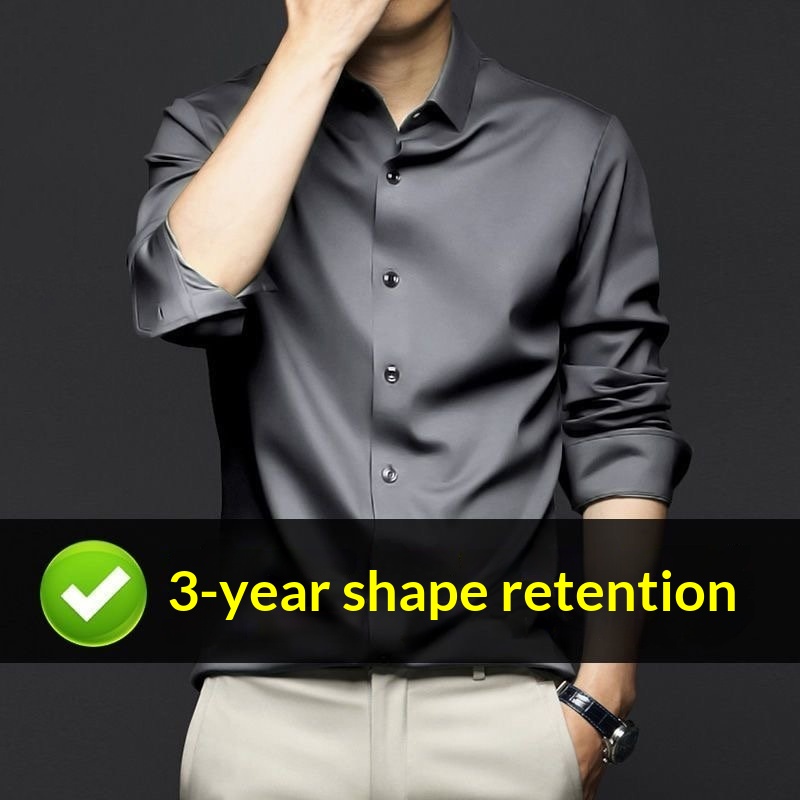 Camisa de manga larga Nordmann Ice Silk antiarrugas para hombre, primavera-verano 2025, ajustada, formal, de trabajo, sin planchado_voghion.com